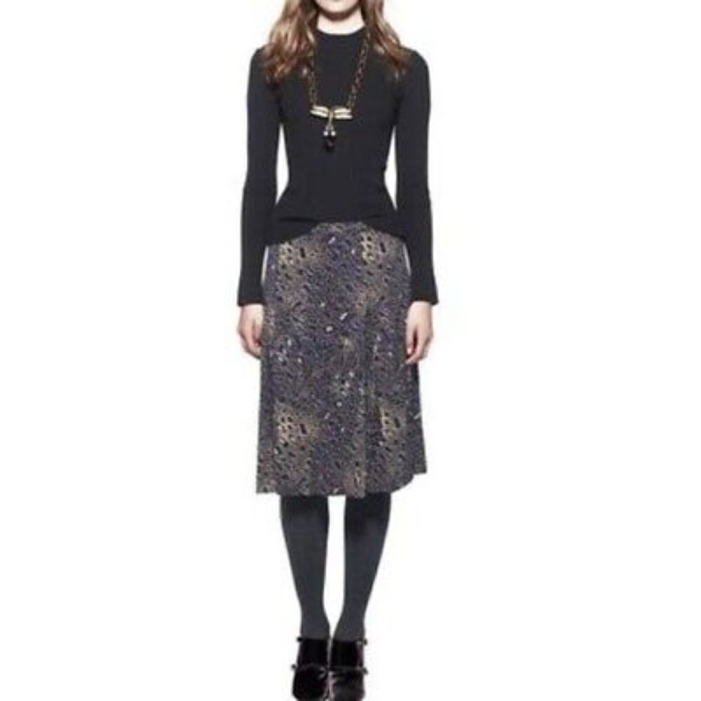 Tory‎ Burch Animal Print Knee Length Farah Skirt XS